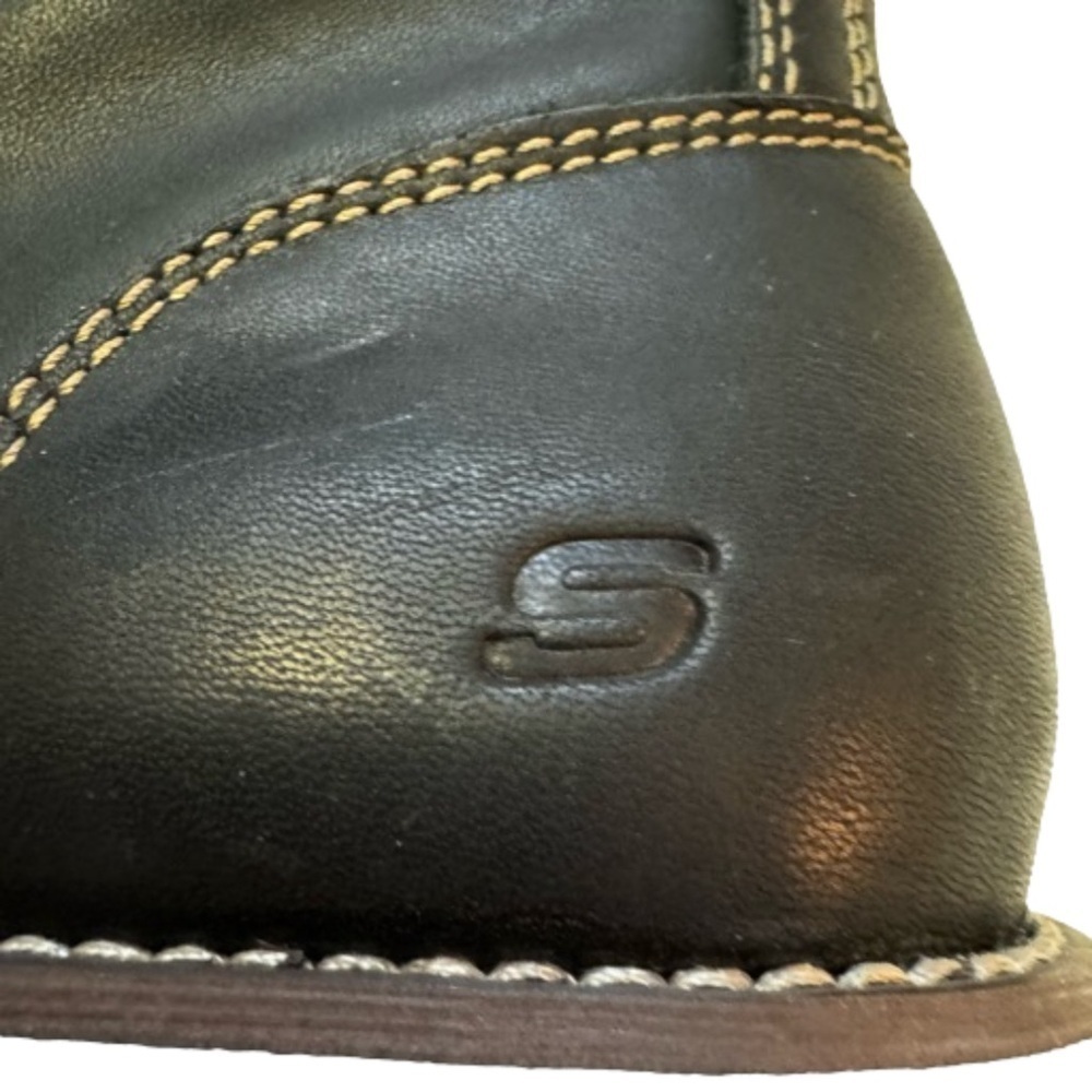 Sketchers Women’s Black Boots Size 7.5 Lace Up White Stitching NEW - Picture 10 of 13